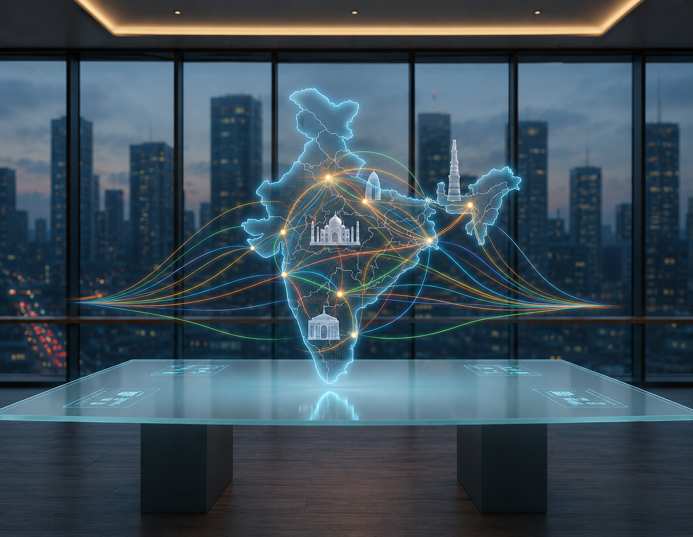 Glowing blue particle network artwork